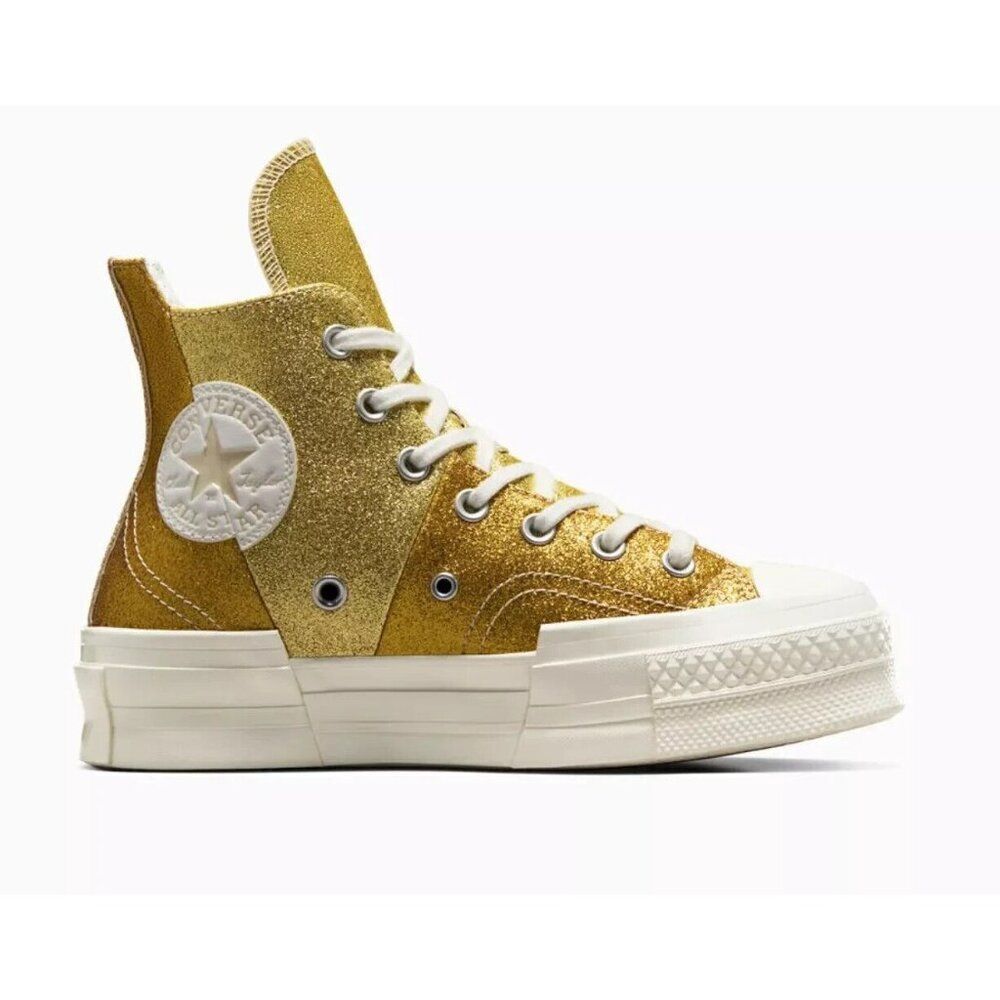 Converse Chuck 70 Plus Glitter High Top Sneaker Shoes‎ Womens 7.5 Gold A08176C